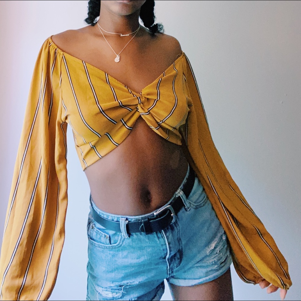 cropped yellow long sleeve